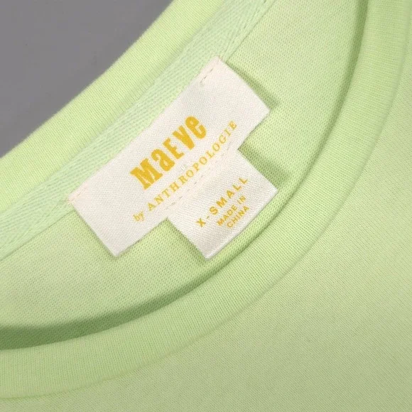 Anthropologie Maeve Top Size XS English Factory Ruffled Drop Shoulder Lime - Picture 2 of 13